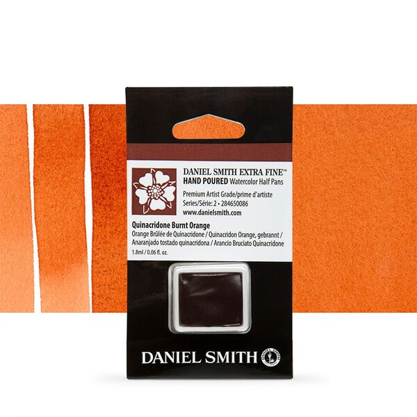 Акварельна фарба у напівкюветі Daniel Smith. Колір:Quinacridone Burnt Orange s2 