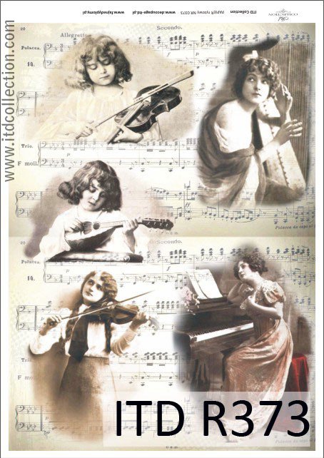 Рисовая бумага «Девушки и музыкальные инструменты» А4
