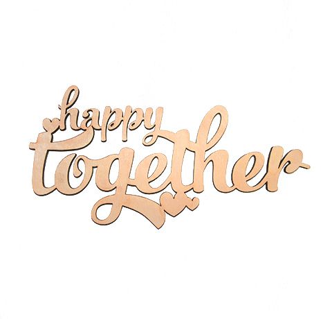 Напис із фанери 0.8 «Happy together», 29х15 см 