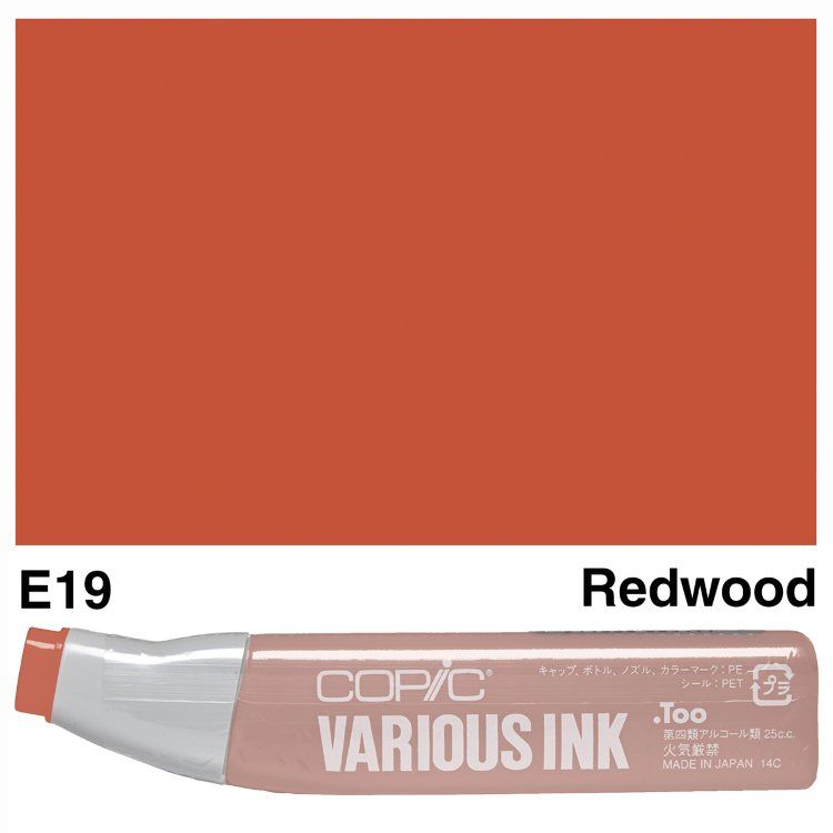Чорнило для маркерів Copic Various Ink, #E-19 Redwood (Червоне дерево) 