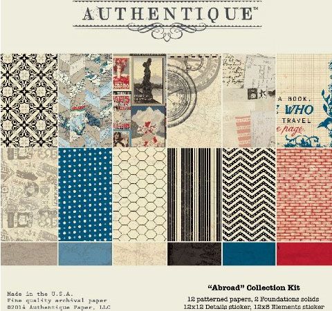 Набор бумаги Authentique «Abroad», 30х30см, 12л.+ 2листа-стикера