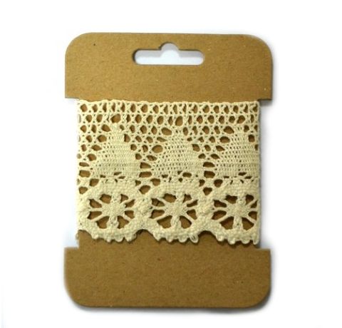 Кружевная лента, Кремовая, ширина - 6.5 см,1 метр