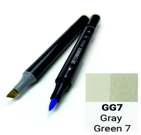 Маркер SKETCHMARKER BRUSH, цвет СЕРО ЗЕЛЁНЫЙ 7 (Gray Green 7) 2 пера: долото и мягкое, SMB-GG07