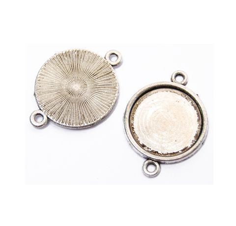 Коннектор, Сеттинг круглый, Античное серебро, D-20 мм, 2шт/уп.