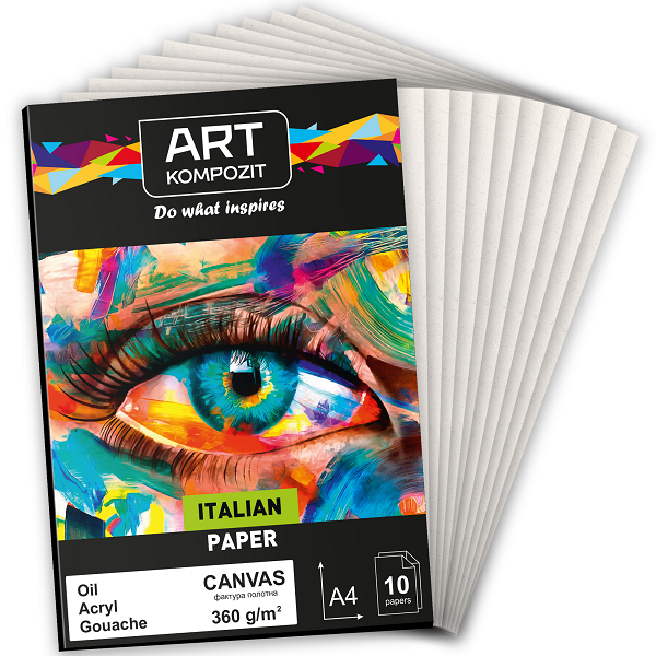 Бумага для акрила и масла Canvas, папка, формат А4 360 г/м2, 10 листов, ART Kompozit - фото 1