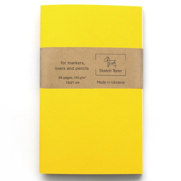 Скетчбук для маркеров, линеров и карандашей YELLOW, А5 (13х21 см), 150 гр, 64 стр. SketchTerier