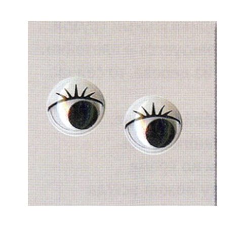Глазки подвижные с ресничками, диаметр 7 мм, 10 шт.