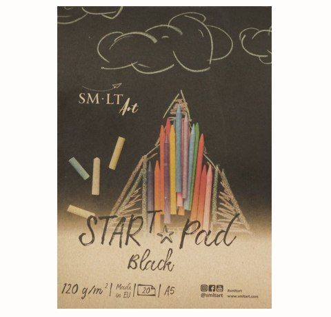 Альбом для малюнка STAR T А5, 120г/м2, 20л, чорний папір, SMILTAINIS 