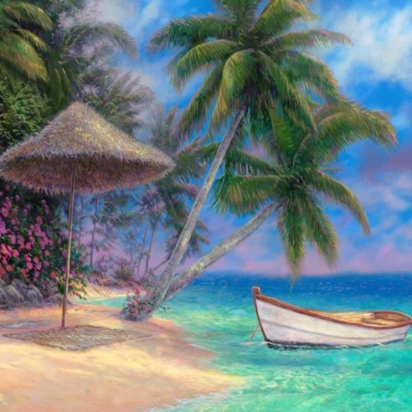 Алмазная мозаика на подрамнике SANTI  «Райский остров», 40х40 см - фото 1