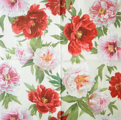 Салфетка Пионы на белом