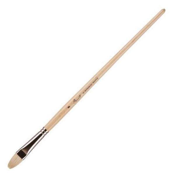 Кисть овальная, щетина, "Сонет", длинная ручка, покрытая лаком, № 8, ширина 15 мм