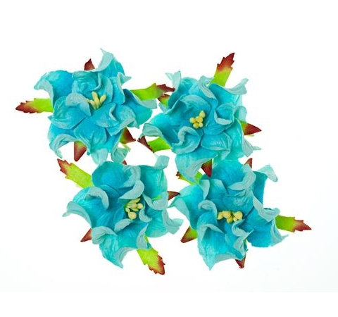 Квіти із шовковичного паперу Гарденії Блакитні, 4 шт/уп. 
