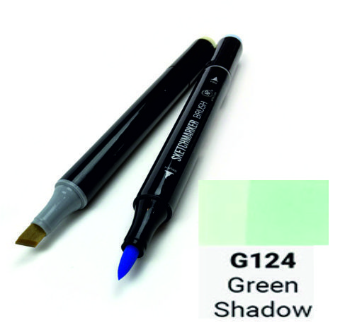 Маркер SKETCHMARKER BRUSH, цвет ЗЕЛЕНЫЙ ПОЛУМРАК (Green Shadow) 2 пера: долото и мягкое, SMB-G124