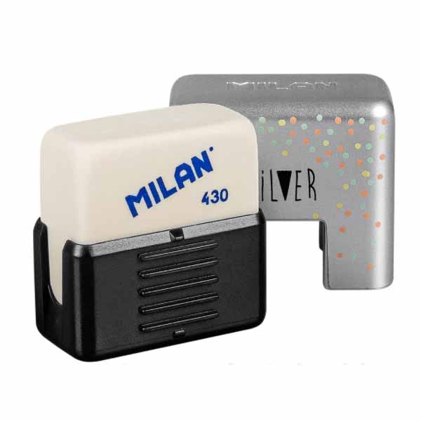 Гумка MILAN "Silver" 430, в пластик. упаковці, 28x28x13 мм, кольори в асортименті  - фото 1