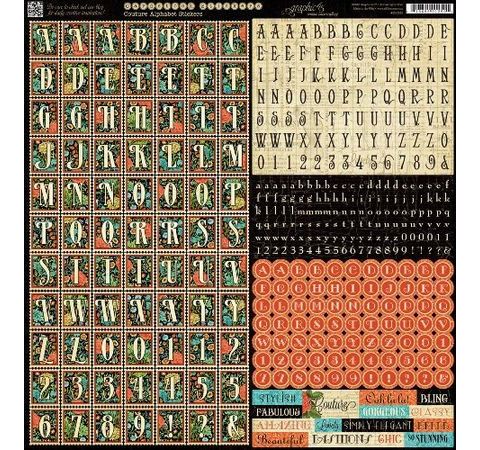 Стікери Graphic45 "Alphabet Couture", 30х30см 