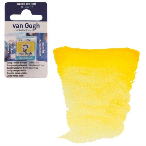 Акварельная краска Van Gogh в кювете ЖЁЛТЫЙ СРЕДНИЙ ПРОЗРАЧНЫЙ (272), Royal Talens