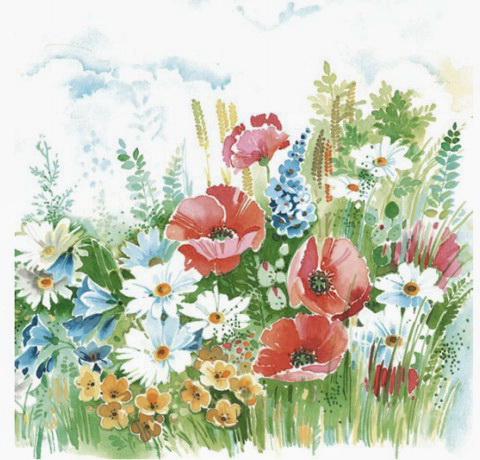 Салфетка Полевые цветы акварелью