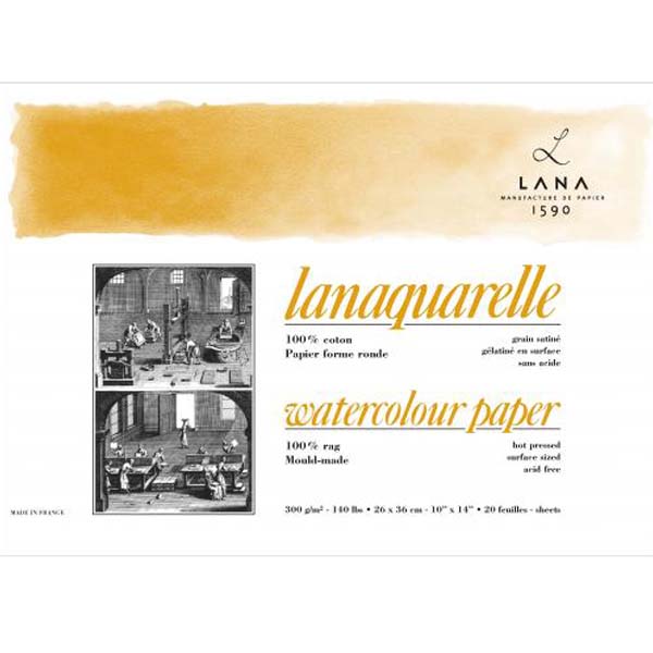 Блок-склейка акварельной бумаги Lanaquarelle, 100% хлопок, мелкое зерно(НР), 31х41см, 20л, 300г/м2 - фото 1