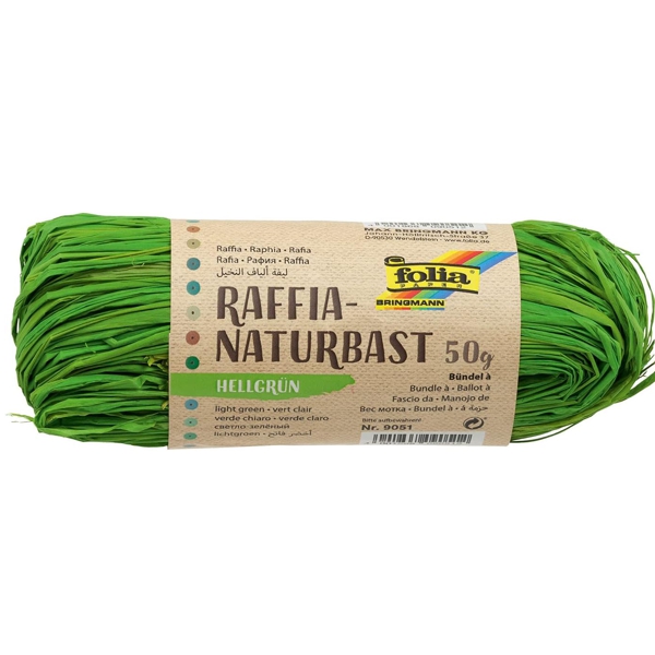 Мотузка натуральна в асортименті, Folia Light green №51, 50 gr 