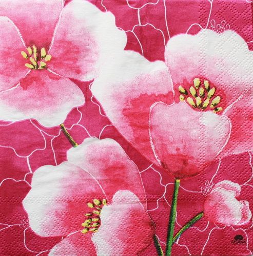 Салфетка Маки розовые