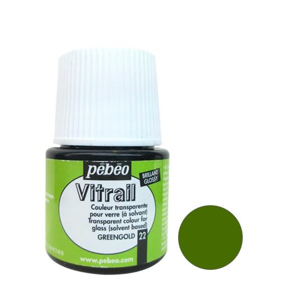 Витражная краска Vitrail Pebeo Золотисто-зеленый №22, 45 ml
