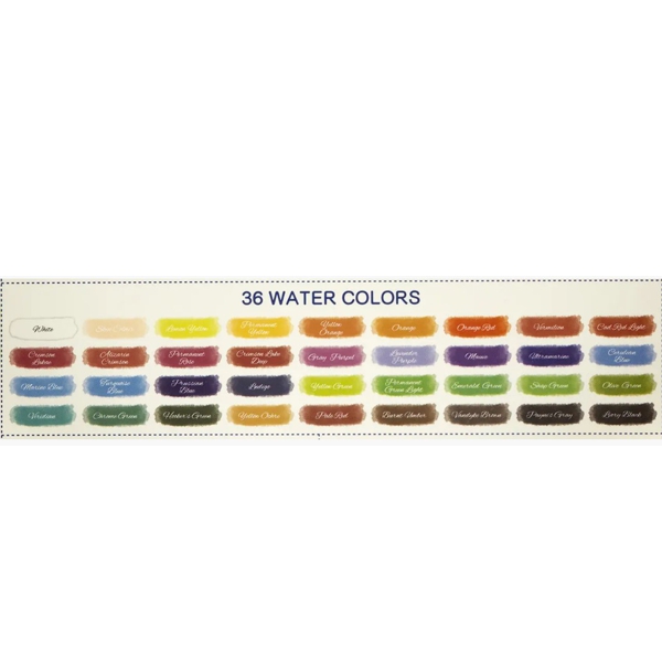 Набір акварельних фарб "Chroma", 36 кольорів, кювета, пласт. пенал, пензель з резервуаром, MARCO - фото 3
