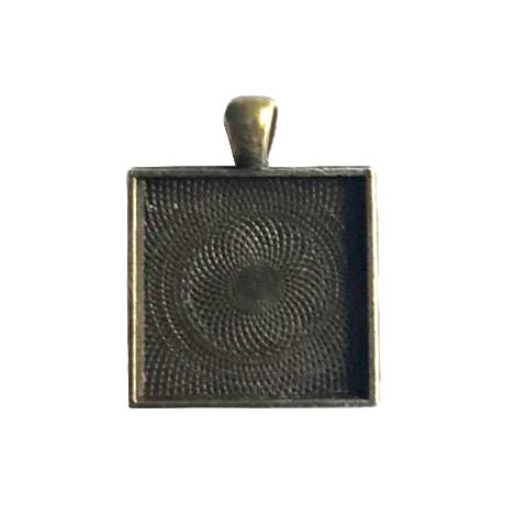 Основа для кулона «Квадрат» Декор №10, 28*28 мм, Античная бронза