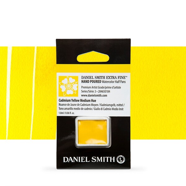 Акварель фарби в напівкюветі Daniel Smith. Колір:Cadmium Yellow Medium Hue s3 