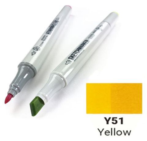Маркер SKETCHMARKER, колір Жовтий (Yellow) 2 пера: тонке та долото, SM-Y051 