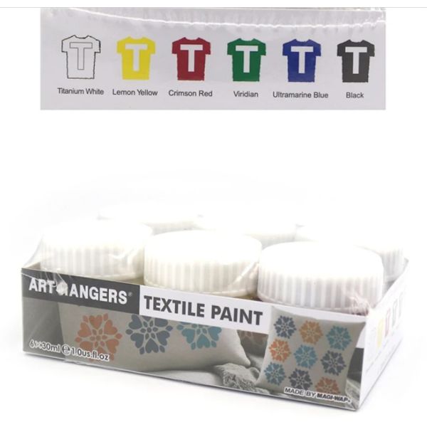 Набір акрилових фарб для розпису тканини JO "Art rangers", 6х30 ml