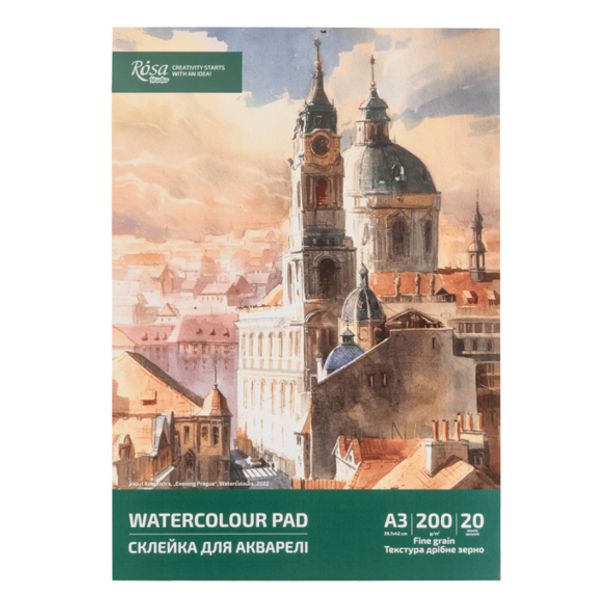 Склейка для акварели А3 (29,7*42 см), 200г/м2, 20л, ROSA Studio - фото 1