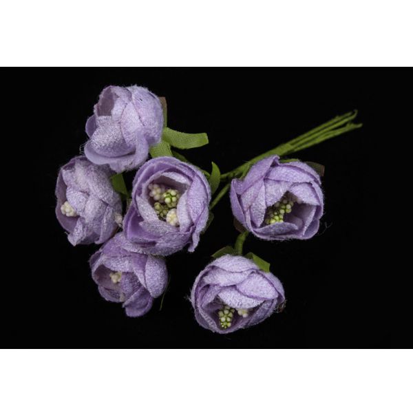 Букетик искусственных цветочков с тычинками 6 шт/уп., ЛИЛОВЫЕ - фото 1