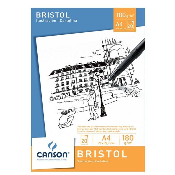 Блок-склейка для ескізів BRISTOL (20 арк.), 180g, A4, Canson 