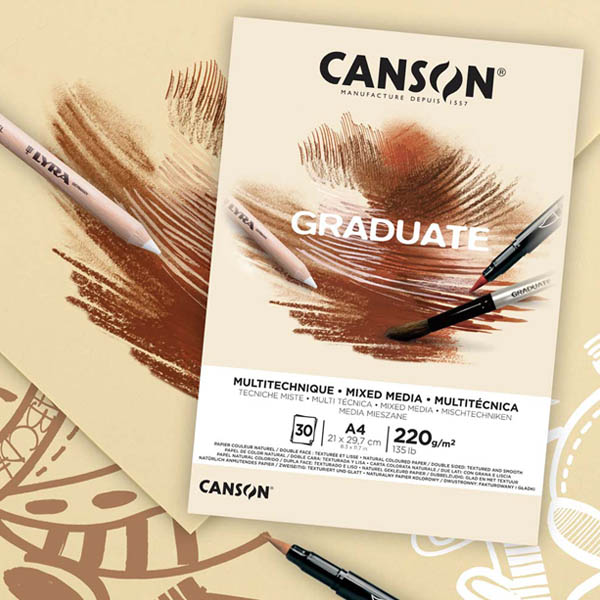 Canson Блок бумаги для разных техник Graduate Mix Media Natural, 220 гр, А4, 21х29,7см. 30л - фото 3