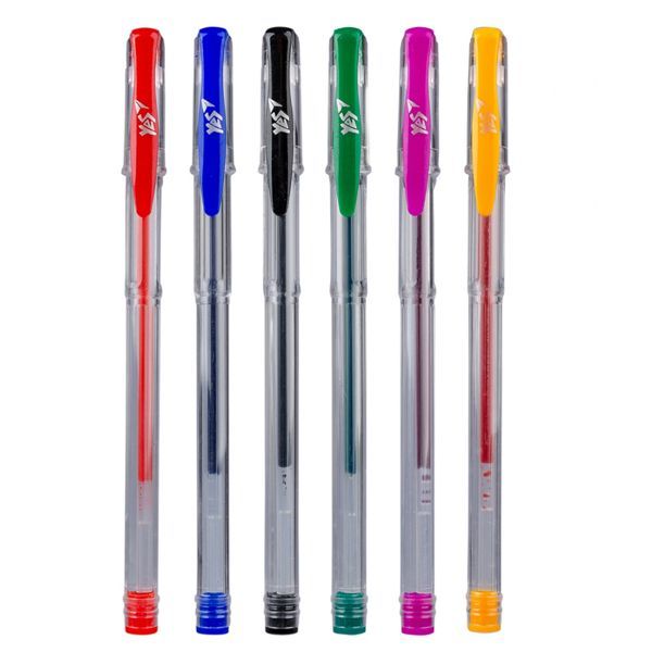 Ручки гелевые YES "Classic", основные цвета, набор 6 шт/уп. - фото 3