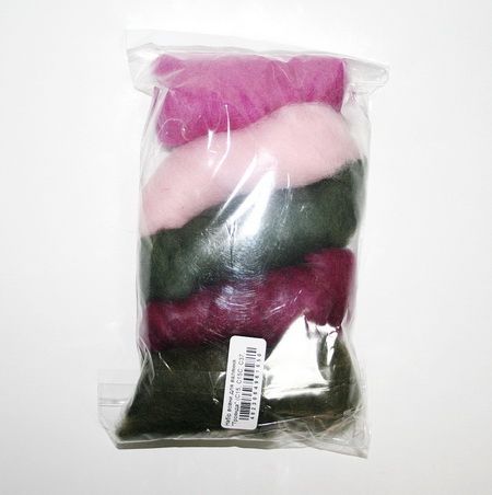 Шерсть для валяния в наборе «Троянда», (5x10 г)