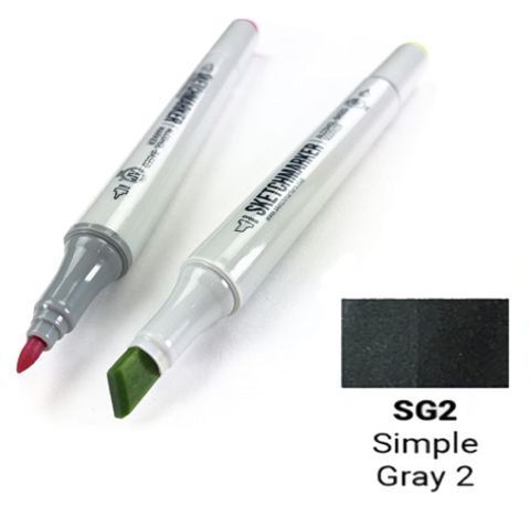 Маркер SKETCHMARKER, колір ПРОСТИЙ СІРИЙ 2 (Simple Gray 2) 2 пера: тонке та долото, SM-SG02 