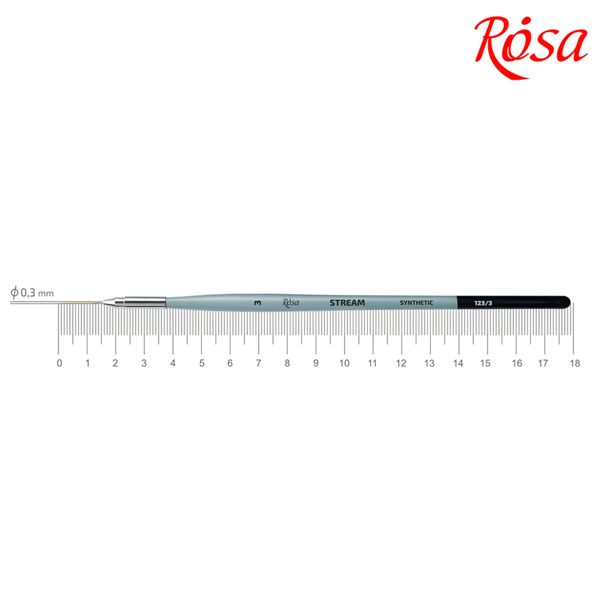 Пензель ROSA STREAM 123/3, синтетика кругла лайнер, коротка ручка, №3  - фото 1