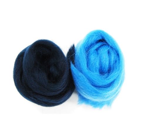 Набор мериносовой шерсти, Тёмно-синий и голубой, 25 гр.