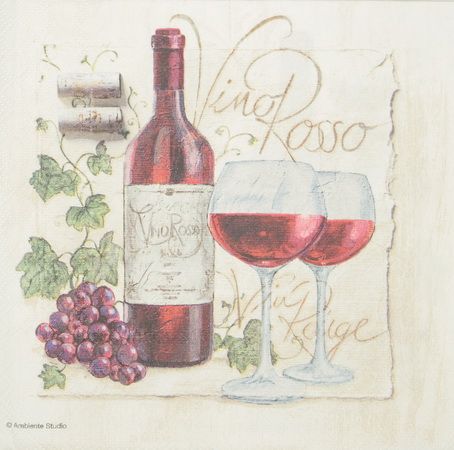 Салфетка Розовое вино в бокалах