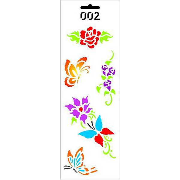 Трафарет многоразовый «Бабочки и цветы-002», 11х33 см