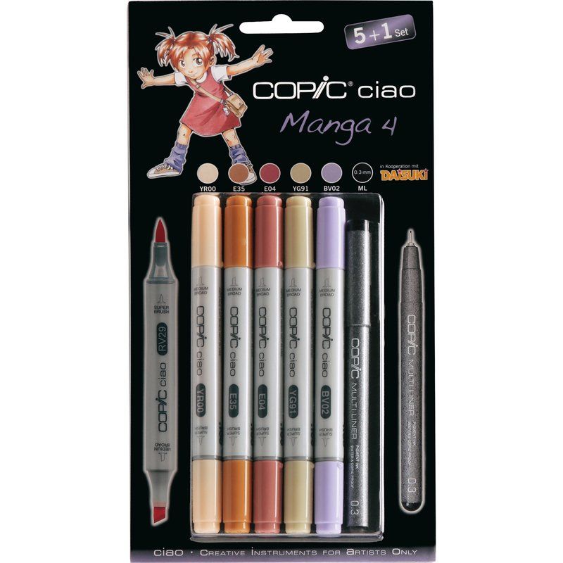 Copic набір маркерів Ciao Set 5+1 Manga 4, кольори для дівчаток+лайнер 