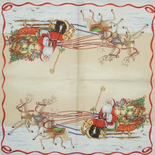 Салфетка  Упряжка с оленями (беж. Фон)