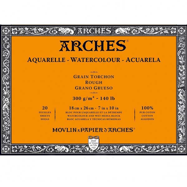 Arches блок бумаги для акварели крупнозернистая Rough 300 гр, 18x26 см (20л) - фото 1