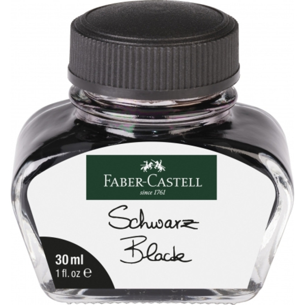 Чернила Fountain Pen Ink Bottle Black Faber-Castell ЧЁРНЫЕ, в стеклянной банке, 30 ml