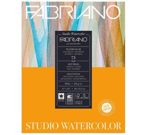 Блок-склейка для акварелі Watercolor Studio Fabriano 28x35, 6см, 200г/м2, 20л, HP, дрібне зерно 