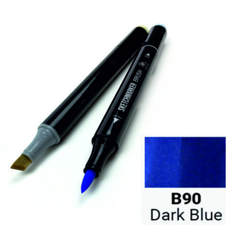 Маркер SKETCHMARKER BRUSH, колір ТЕМНИЙ СИНІЙ (Dark Blue) 2 пера: долото та м'яке, SMB-B090 
