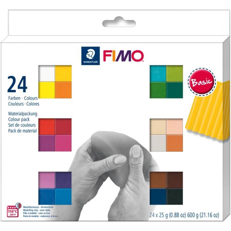 Набор из полимерной глины FIMO «Basic Colours», 24 цв.по 25 гр.