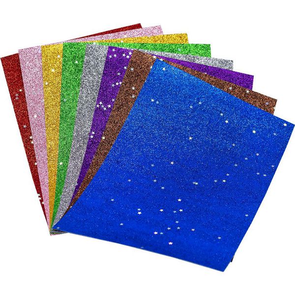 Набір самоклейного паперу з глітером і зірочками, 8 аркушів, А4 - фото 1