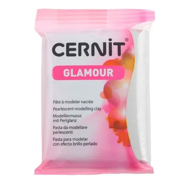 Полімерна глина Cernit Glamour, 56 гр. Колір: Срібло №123 